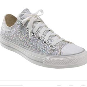 silver glitter converse youth